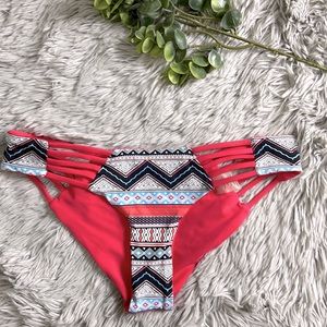 NWOT khong boon coral tribal bikini bottom size S